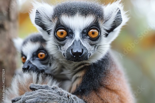 Ring-tailed lemur (Lemur catta) and its mother photo