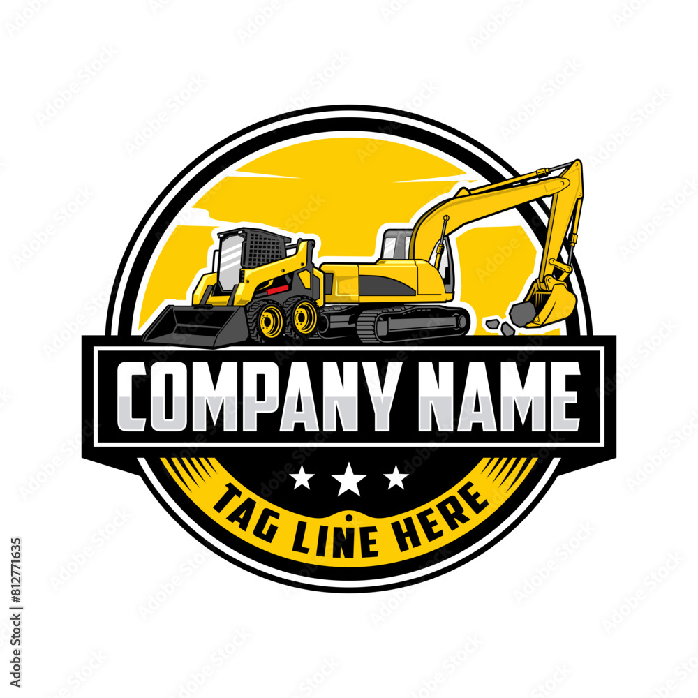 excavator, Skid steer company logo vector image excavator, Skid steer company logo vector image