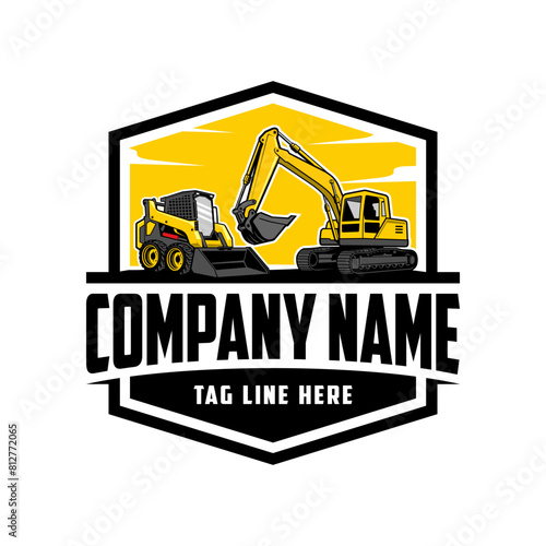 excavator   Skid steer company  logo vector image