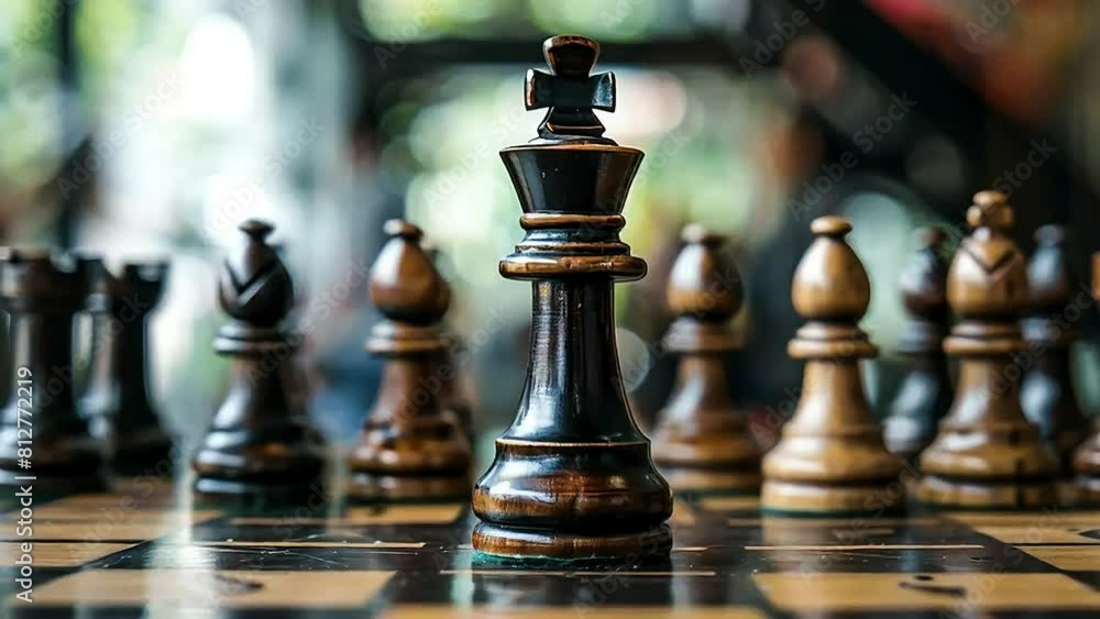 A close up of a chess board with a king piece in the center A close up of a chess board with a king piece in the center
