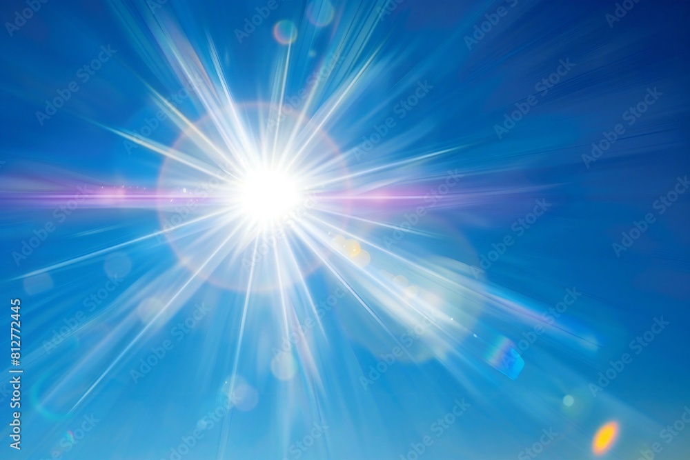 Depicting a  illustration of bright sunlight in blue sky, high quality, high resolution