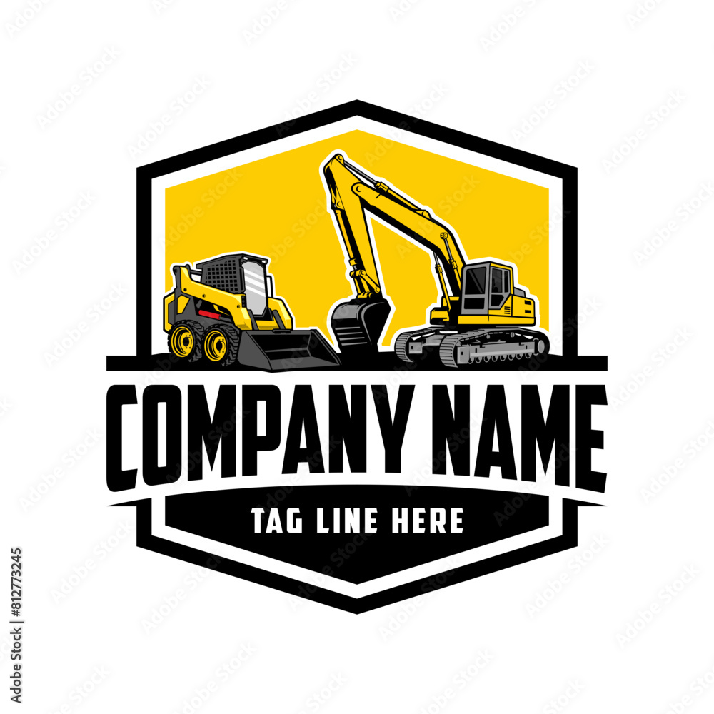 excavator, Skid steer company logo vector image excavator, Skid steer company logo vector image