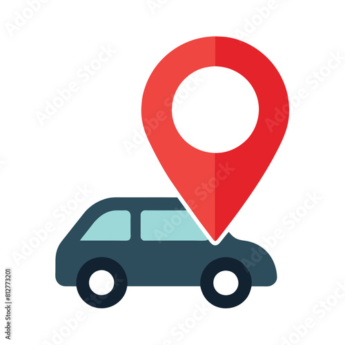 GPS car tracker icon. Vehicle tracking system. Location of a vehicle. Vector icon