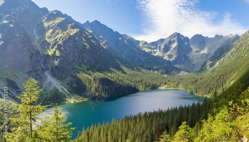 tatra national park in poland famous mountains lake morskie oko or sea eye lake in high tatras five lakes valley high quality photo