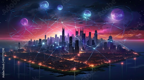 worldwide network connection  digital art illustration