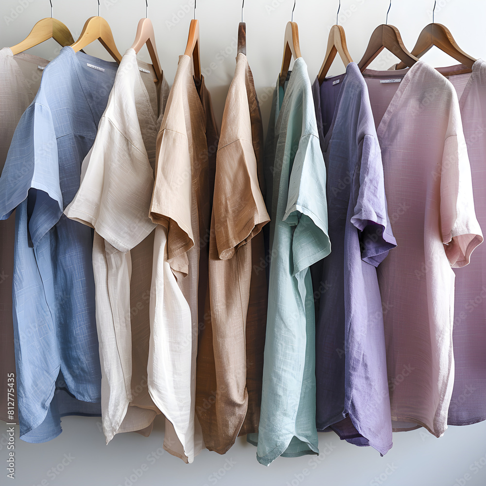 Variety of Casual and Stylish V-Neck Linen Shirts– Summery Aesthetic in Pastel and Neutral Shades