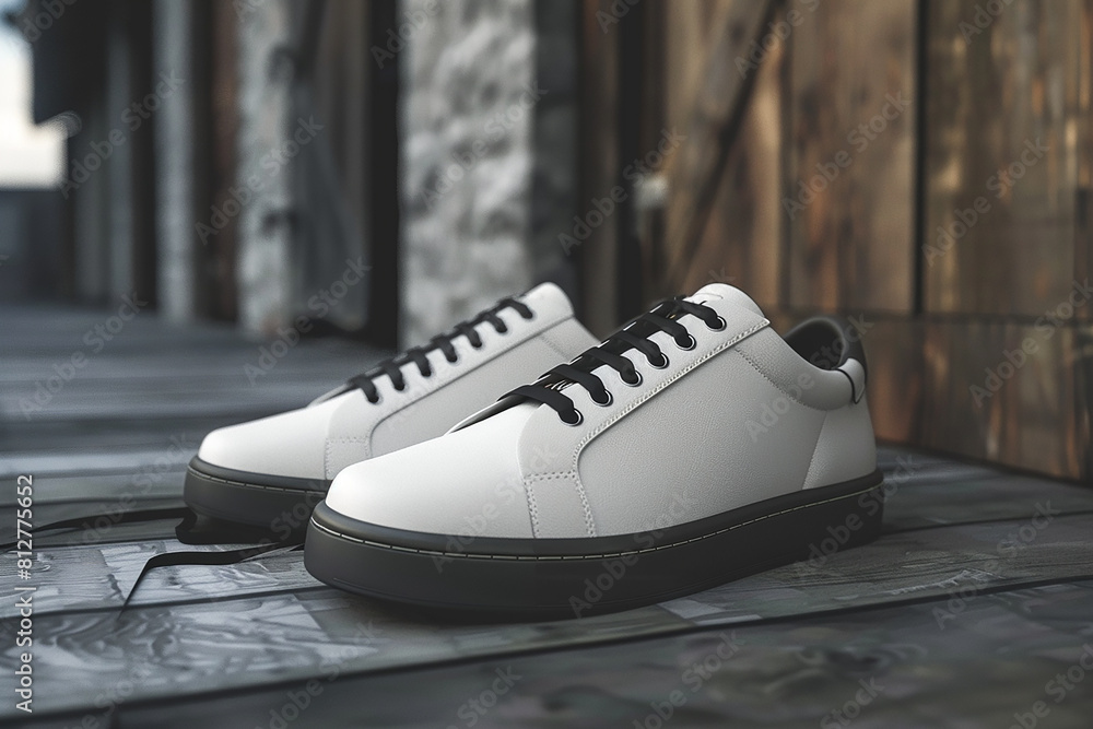 mens and womens shoes mockup with simple colour background generated by AI mens and womens shoes mockup with simple colour background generated by AI