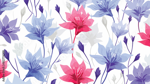 bellflower blossoms seamless pattern background. Na