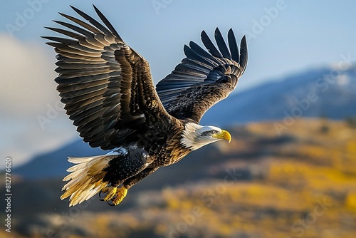Adult Bald Eagle in flight,  Alaska,  USA,  Haliaeetus leucocephalus photo