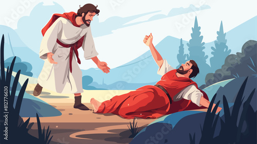 Bible parable about good samaritan help to injured © iclute3