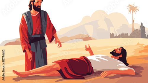 Bible parable about good samaritan help to injured photo