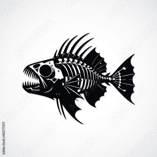 Fish Skeleton Silhouette - Vector File

A striking black and white silhouette of a fish skeleton, detailed with intricate bones and fins. Suitable for marine-themed designs and educational materials.