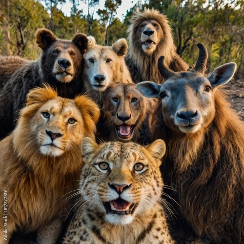 animals all smiling in front of the camera