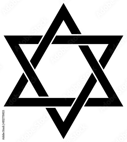 Judaism religious icon illustration, black on white background