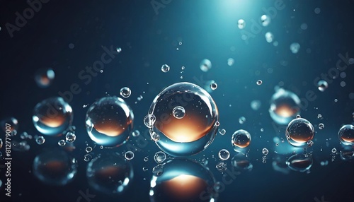 cosmetic moisturizer water molecule cosmetic essence liquid bubble background 3d rendering