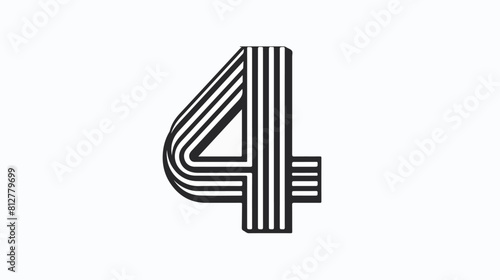 Black and white number four logo template made of s