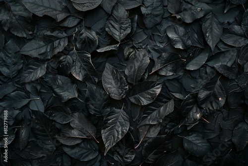 Black leaves on a flat surface  high quality  high resolution