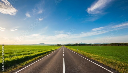 endless road along green grassland