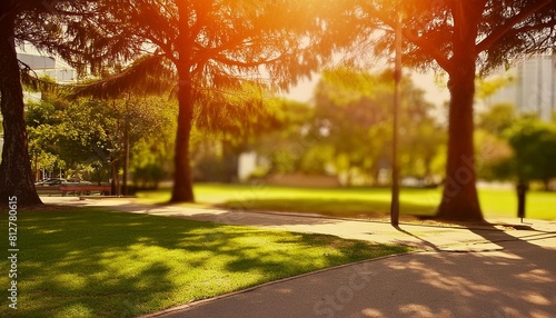 out of focus background plate of beautiful suburban park and sunshine