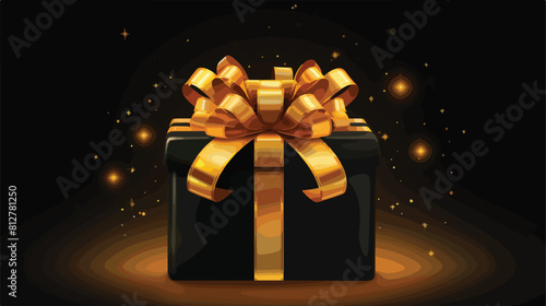 Black empty present box view top. Vector opened sur