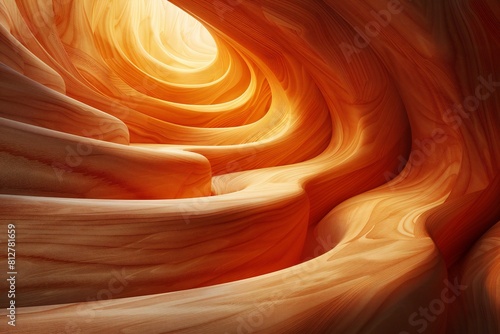 Abstract orange background with curved lines in the shape of a tunnel