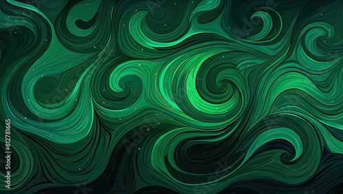 Emerald Whirl: Abstract Green Swirl Pattern with Ethereal Glow