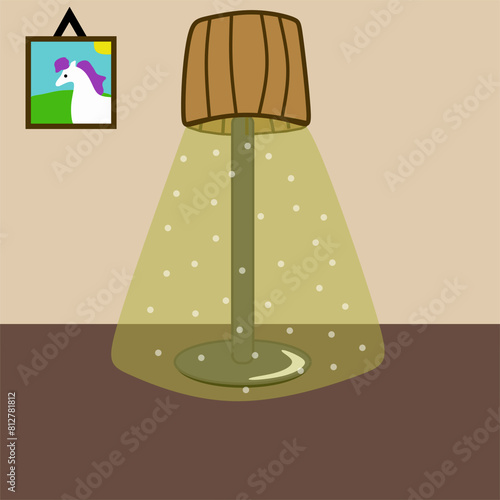 Cartoon Stand lamp hand drawn illustration.