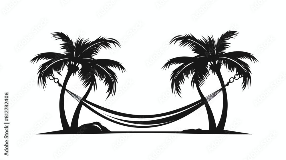 Black white silhouette logo template with hammock h