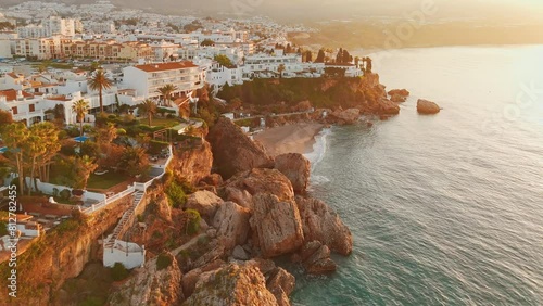 Amazing Costa del Sol coast along the Mediterranean Sea at sunrise in Spain