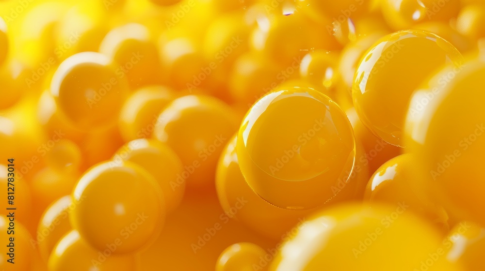Spheres with yellow hues and a modern design on a 3D render Spheres with yellow hues and a modern design on a 3D render