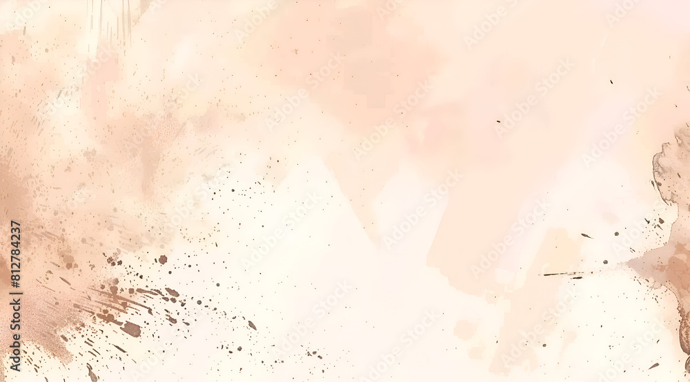 Fototapeta premium A blurry, abstract painting with a lot of splatters of paint. The colors are mostly beige and there are some darker shades mixed in. Generative AI