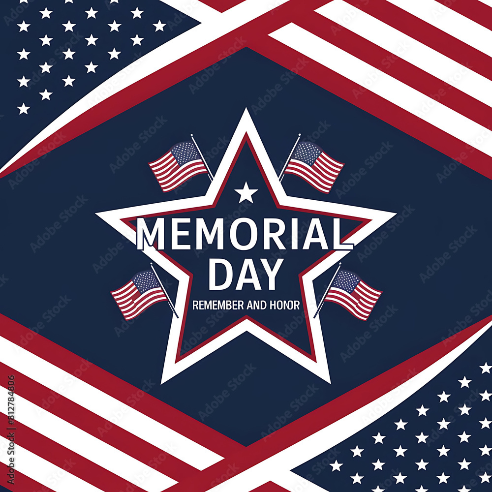 Memorial Day Remember and Honor with star Social Media Post babber or Poster Memorial Day Remember and Honor with star Social Media Post babber or Poster