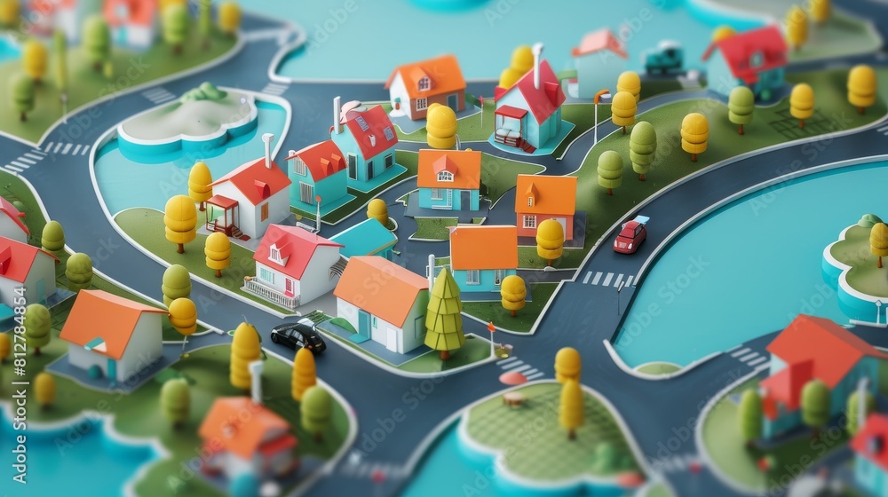 A graphic of a Village built from ServiceNow Applications with roads interconnecting everything