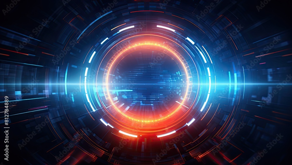 Spectral Glow: Vibrant Circle with Blue Core Surrounded by Red and Orange Radiance Spectral Glow: Vibrant Circle with Blue Core Surrounded by Red and Orange Radiance