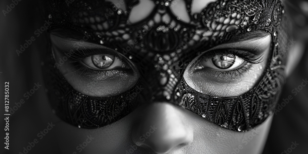 Hidden Faces: The Mystery Behind the Mask, Eyes of Enigma: Unveiling the Soul, Black and White Elegance: A Portrait of Intrigue and Mystery Hidden Faces: The Mystery Behind the Mask, Eyes of Enigma: Unveiling the Soul, Black and White Elegance: A Portrait of Intrigue and Mystery