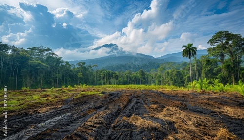 Exhibit a rainforest recovery area where previously cleared land is being replanted and restored to preserve its natural ecosystem