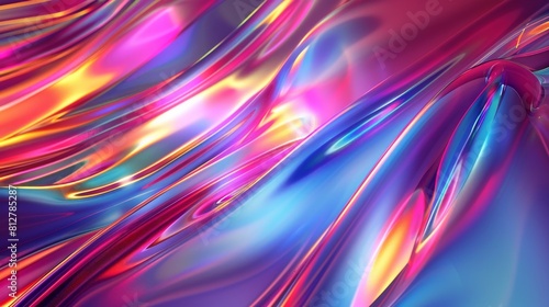 Abstract light emitter glass with iridescent neon vivid gradient wave texture. Great for banners, backgrounds, wallpapers, headers, posters, and covers. photo