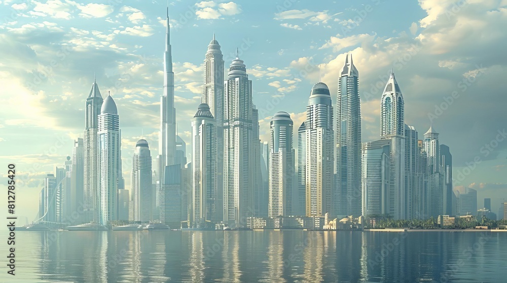 Exhibit a skyline punctuated by iconic skyscrapers, each one a symbol of architectural innovation and urban ambition