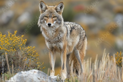 A Coyote  Canis lupus  standing in a field