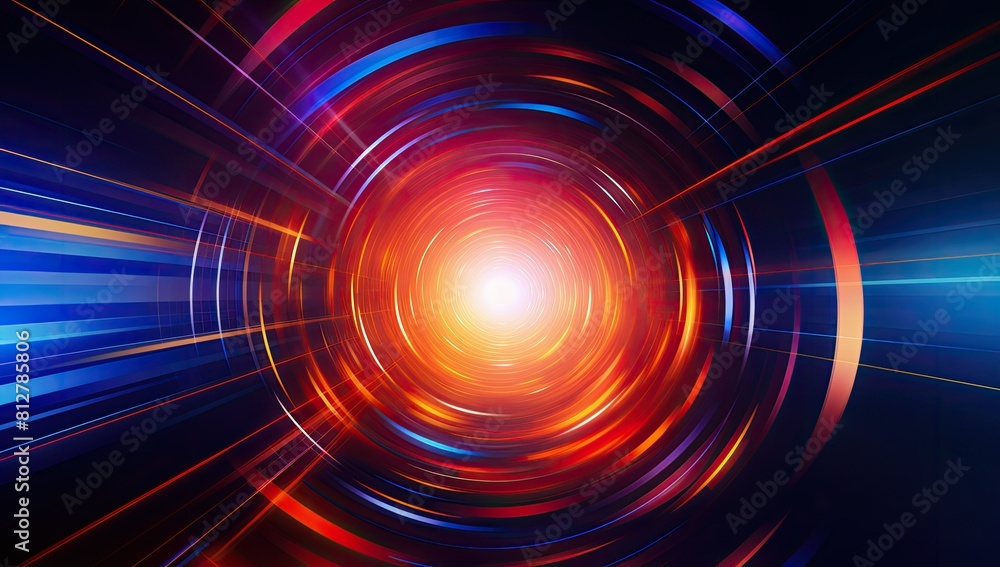 Obraz premium Spectral Glow: Vibrant Circle with Blue Core Surrounded by Red and Orange Radiance