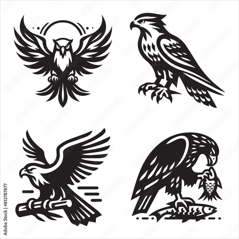 Obraz premium hawk silhouette vector icon graphic logo ai generated design