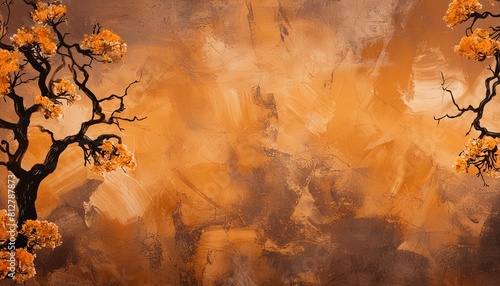 grunge dark orange textured painted background with abstract old dirty concrete stone wall or smoky paint texture and rough paint brush strokes banner design image