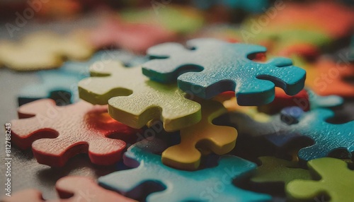 colorful puzzle pieces close up for autism awareness
