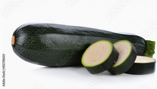 green zucchini on white background photo