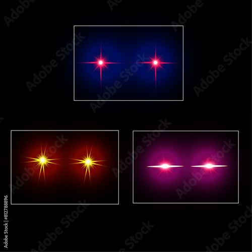 Colorful eyes meme, laser red eyes meme , eye for an eye meme, graphic element for overlay. Eye light effect for superheroes. Vector