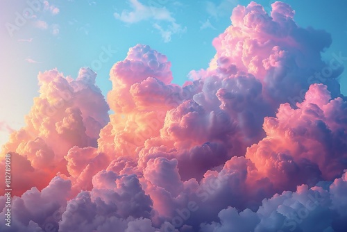 Colorful clouds in the blue sky at sunset, Nature background