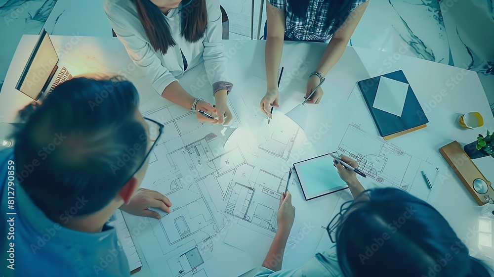 top view of group of smart asian architect interior design team ...