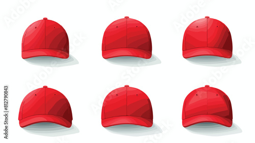 Bright red baseball cap mock up set from different