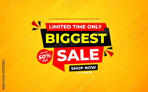 Biggest sale banner. Biggest sale of the year banner. Sale and discounts Biggest sale, Promotion special marketing poster design for digital and print market.