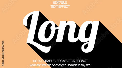 Long shadow text effect, editable text effect